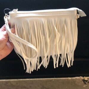 NWT White fringe Wristlet/crossbody